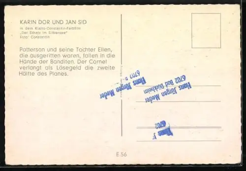 AK Karin Dor und Jan Sid in Der Schatz im Silbersee, Patterson und Ellen, Karl May