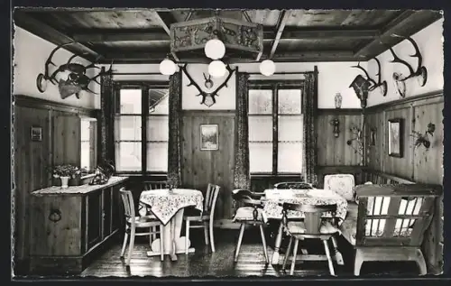 AK Ramsau bei Berchtesgaden, Bäckerei Conditorei Café Dieterich, Innenansicht Gaststube