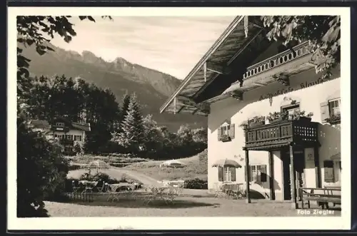 AK Aschau /Chiemgau, Gasthof-Café Zur Klause von Franz Krammer, Gebirgslandschaft