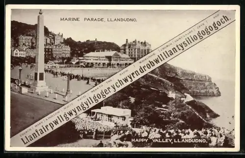 AK Llanfairpwllgwyngyllgogerychwyrndrobwllllantysiliogogogoch, Llandudno, Marine Parade, Happy Valley