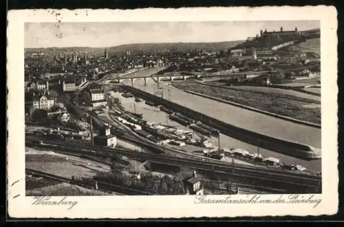 AK Würzburg, Gesamtansicht von der Steinburg