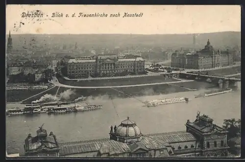 AK Dresden, Blick von der Frauenkirche nach Neustadt