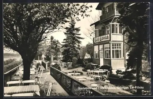 AK Söbrigen bei Pillnitz, Gaststätte und Café Elbblick