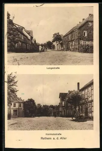 AK Rethem a. d. Aller, Langestrasse, Hainholzstrasse