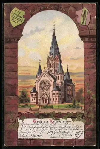 Lithographie Kaiserslautern, Einweihung der Apostelkirche 1. Sept. 1901