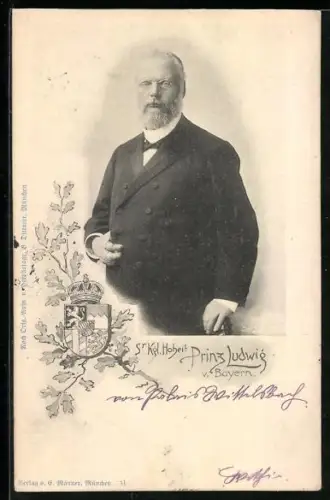 AK Prinz Ludwig von Bayern im Anzug, Wappen