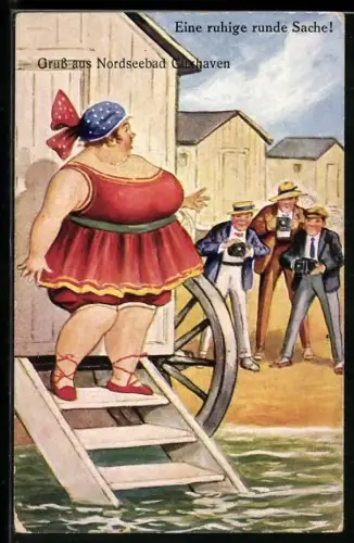 AK Männer fotografieren eine Frau im Badeanzug