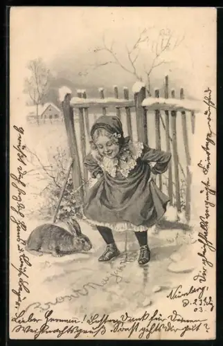 AK Kind uriniert ein Wort in den Schnee