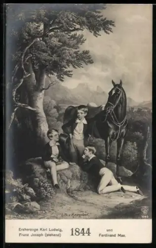 AK Erzherzog Karl Ludwig von Österreich mit Franz Josef und Ferdinand Max
