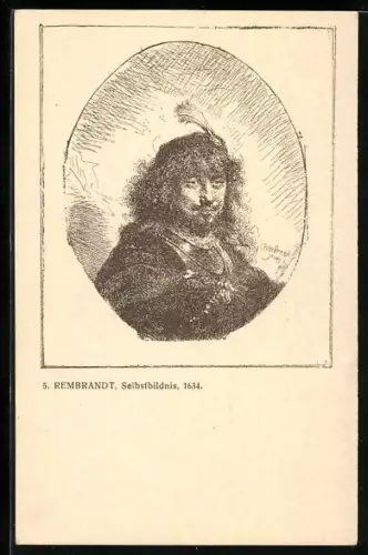 AK Selbstportrait von Rembrandt van Rijn