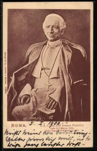 AK Portrait von Papst Leo XIII. mit Mantel
