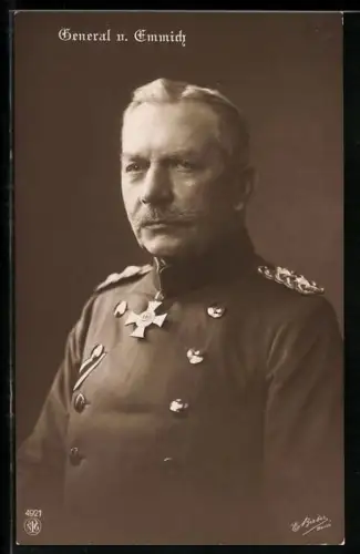 AK Heerführer General v. Emmich, in prachtvoller Uniform abgelichtet