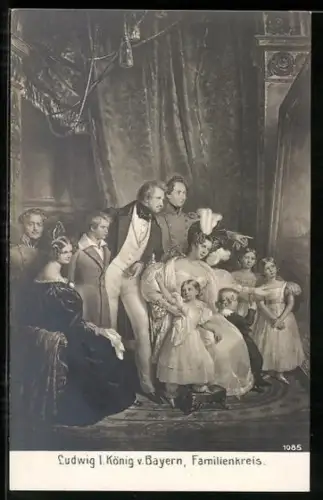 AK Ludwig I. König von Bayern im Familienkreis
