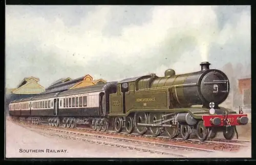 Künstler-AK The Southern Belle, Southern Railway, englische Eisenbahn