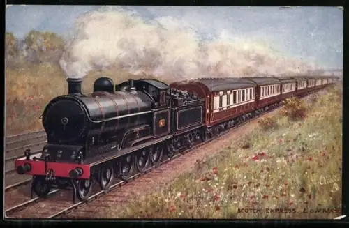 Künstler-AK Scotch Express, London & North Western Railway Company