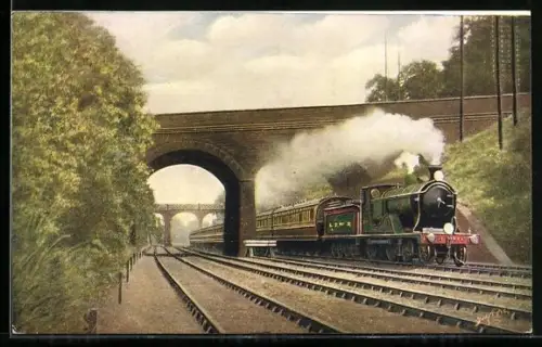 Künstler-AK Surbiton, Englische Eisenbahn der L. & S. W. Railway