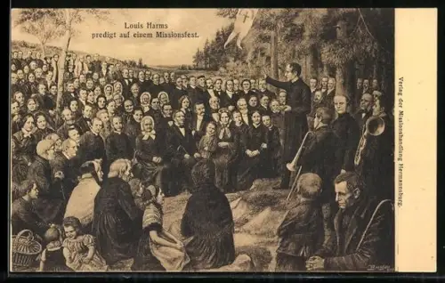AK Louis Harms predigt auf einem Missionsfest