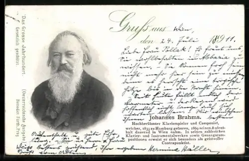 AK Komponist Johannes Brahms im Porträt