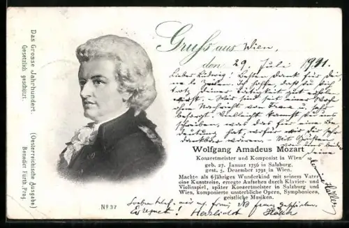 AK Wolfgang Amadeus Mozart im Porträt