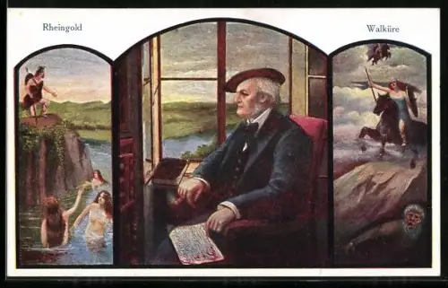 Künstler-AK Wagner, Rheingold, Walküre