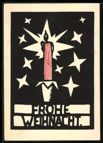 AK Brennende Kerze mit Sternen, Weihnachtsgrüsse, Rotes Kreuz
