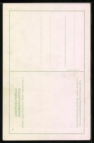 AK Rotes Kreuz, Zwei Mädchen angeln auf einer Brücke