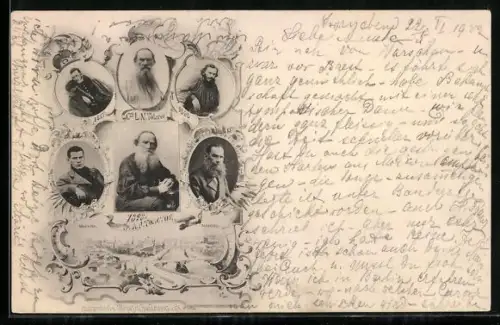 AK Portrait Lew N. Tolstoi in verschiedenen Lebensaltern