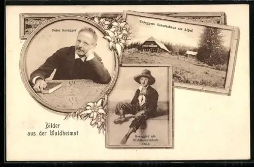 AK Peter Rosegger, Roseggers Geburtshaus am Alpel
