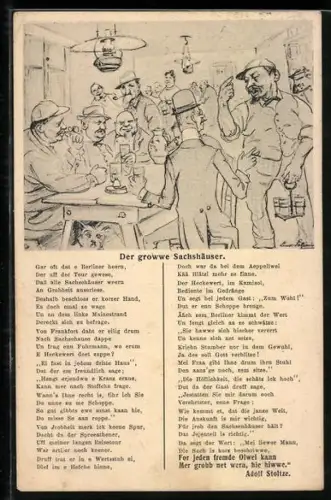 AK Gedicht von Adolf Stoltze, Der growwe Sachshäuser