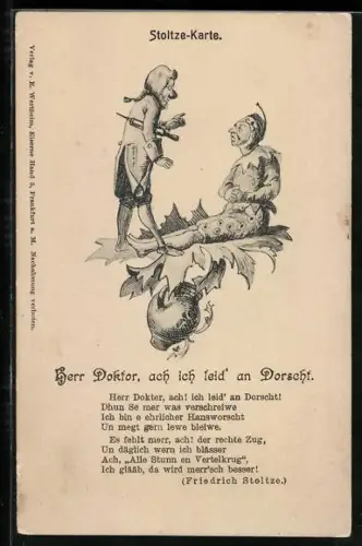 AK Gedicht von Adolf Stoltze, Herr Doktor, ach ich leid an Dorscht