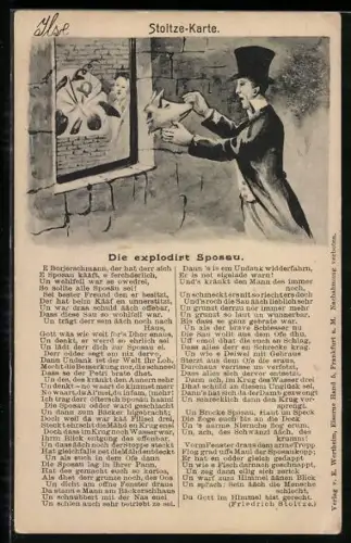 AK Gedicht von Adolf Stoltze, Die explodiert Sposau