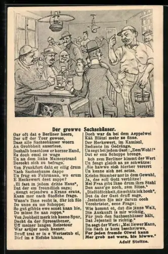 AK Gedicht von Adolf Stoltze, Der growwe Sachshäuser