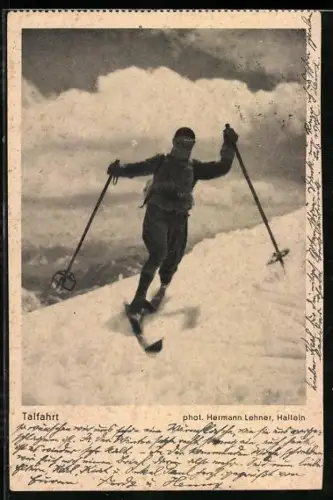 AK Skifahrer bei der Talfahrt