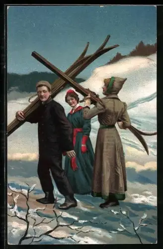 AK Skifahrer in einer schneebedeckten Landschaft