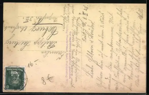 AK Skifahrer fällt in den Schnee mit Gebirgspanorama