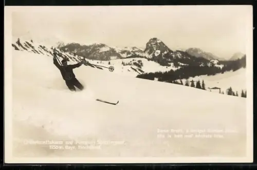 AK Bayr. Hochland, Skifahrer bei der Pension Spitzingsee