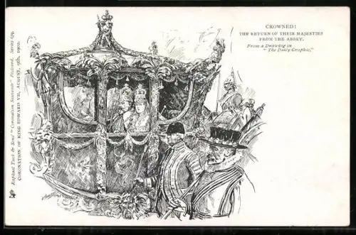 Künstler-AK Crowned! The return of Their Majesties from the abbey