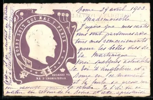 Präge-AK Side portrait of Edward VII.