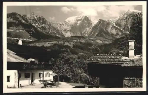 AK Ramsau, Gästehaus Grabenlehen, Alpenstrasse 57, Blick auf den Göll