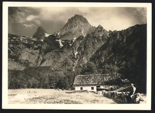 Fotografie Ansicht Hinterstoder, die Dietlhöllehütte mit Spitzmauer