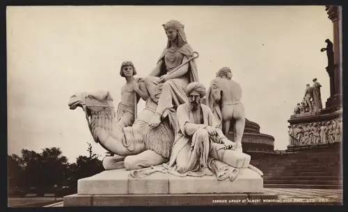 Fotografie Ansicht London, Afrika Gruppe am Albert Memorial im Hyde Park
