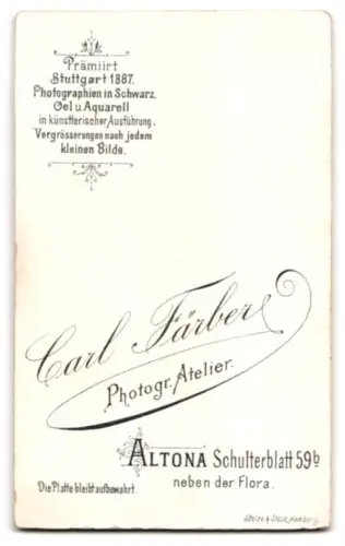 Fotografie Carl Färber, Altona, Schulterblatt 59b, Porträt eines Mannes mit Schnurrbart