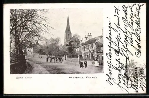 AK Hartshill Village, Street scene with view of the church