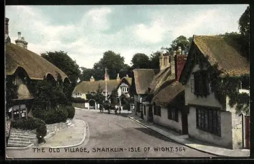 AK Shanklin, The old village, Partie aus dem Ort mit Kutsche