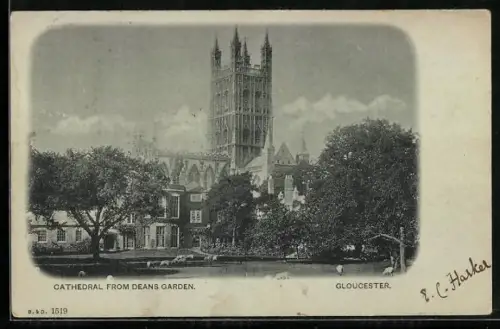 AK Gloucester, Cathedral from Deans Garden