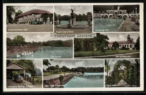 AK Trentham Gardens, Entertainment Hall, French Lady Statue, Swimming Pool