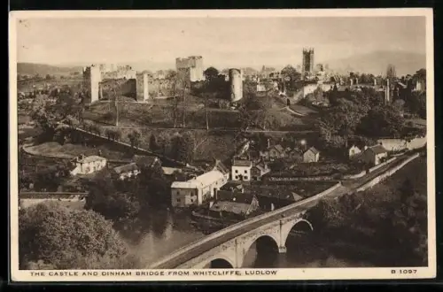 AK Ludlow, The Castle and Dinham Bridge from Whitcliffe