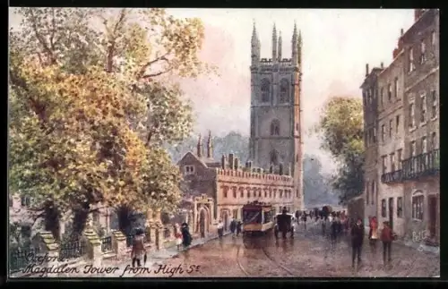 Künstler-AK Raphael Tuck & Sons Nr. 7952: Oxford, Magdalen Tower from High Street