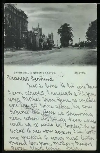 AK Bristol, Cathedral and Queen`s Statue