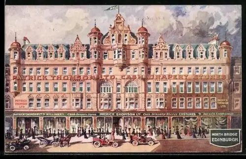 Künstler-AK Edinburgh, North Bridge, Patrick Thomson Cash Drapery Stores